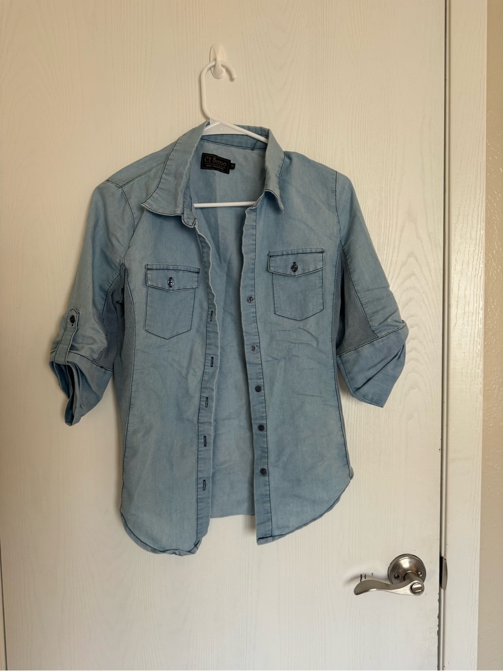 Ci Sono Light Blue Denim Button-Up Shirt - Women